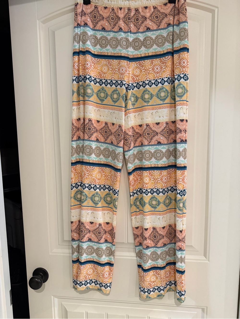 Boho-Stripe Wide Leg Pants - Peach Multicolor